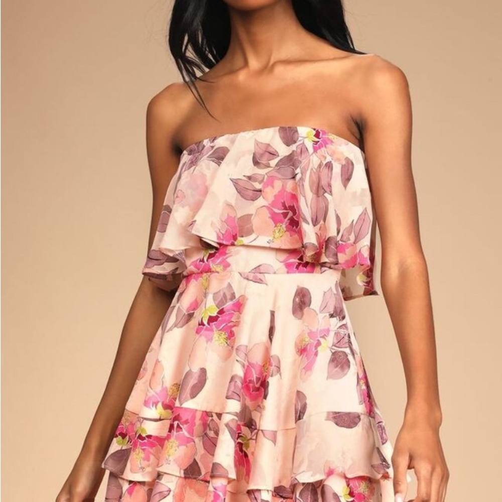 Floral Strapless Womens Dress